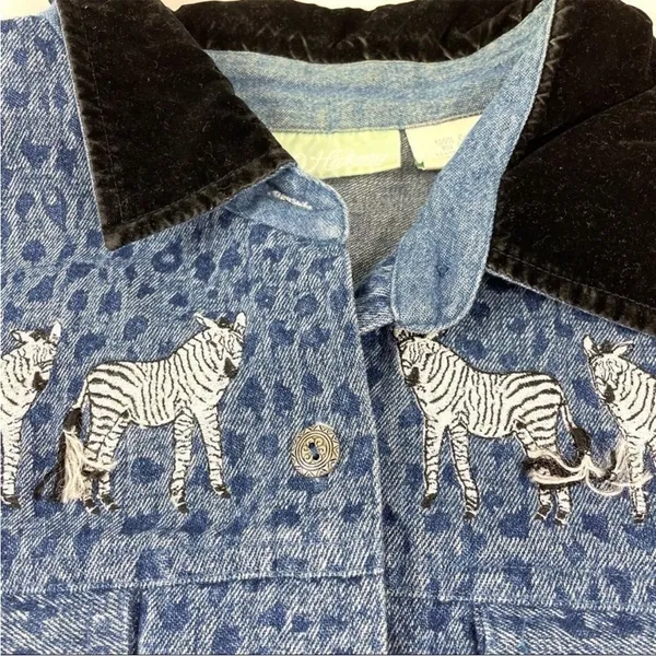 Vintage 100% Cotton Animal Print Denim Vest - Image 3