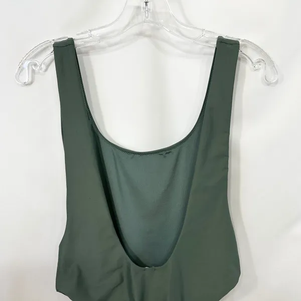 Aerie Large‎ One Piece Swimsuit Olive Green Scoop High Cut Solid Beach Vacay 231 - Image 7