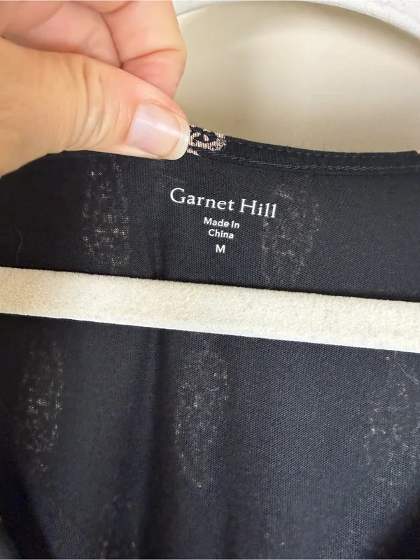 Garnet Hill Black Print Smocked Waist Maxi Dress M - Image 7