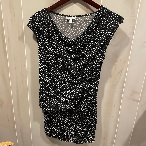 Cute polka dot Pea in the Pod maternity faux wrap stretchy tunic mini dress - Image 3