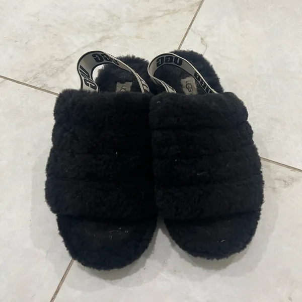 UGG Black Fluff Yeah Slingback Slippers Size 9 US - Image 2