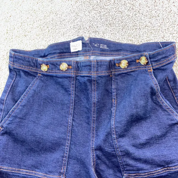 PILCO Womens 24T High Rise Wide Leg Cropped Jeans Button‎ Dark Wash Denim Boho - Image 2