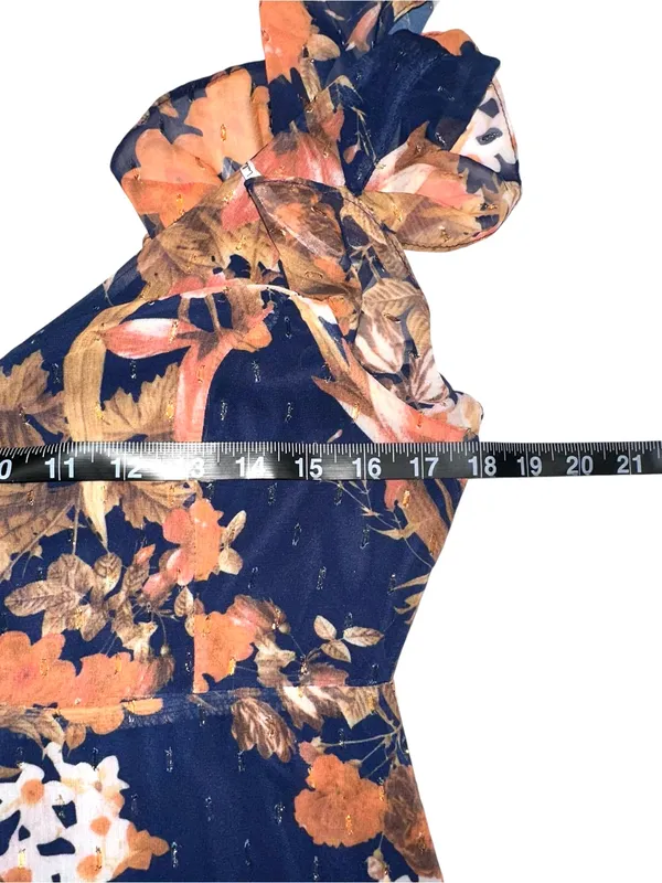 Lulu's Stunning Favorite Navy Floral High-Low Ruffle V-Neck Dress LARGE - Image 7