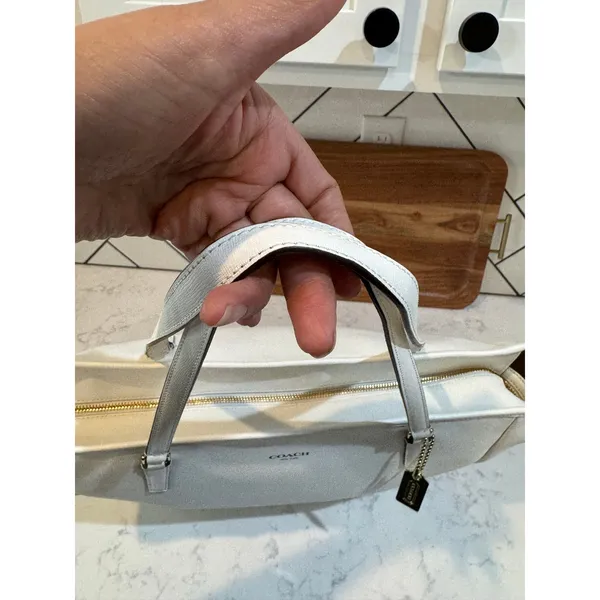 Coach City Saffiano White Leather Large East/West Tote gold hardware minimalist - Image 6