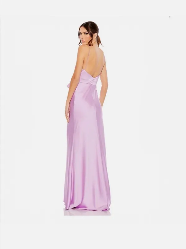 NWT Mac Duggal Lilac Satin Beaded Bow Gown Dress Size 8 Style 68144⁠ - Image 3