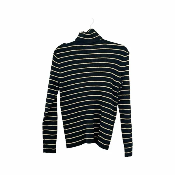 LAUREN RALPH LAUREN Black Metallic Turtleneck Knit Sweater Sz M - Image 3