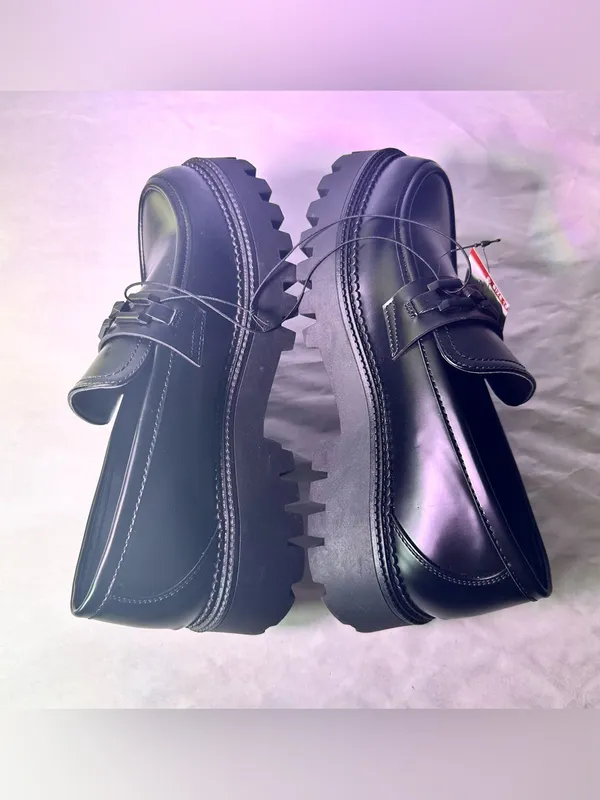 Steve Madden Black Platform Lug Sole Moccasin Loafers - Image 8