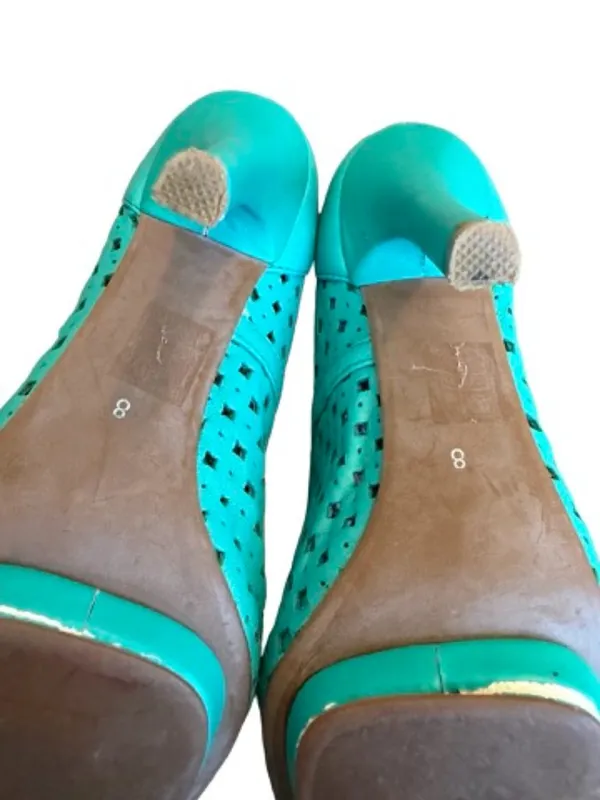 Jeffrey Campbell Bullet Turquoise Perforated Toe Pumps Heels Bold Size 8 Women's - Image 11