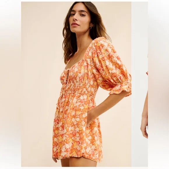 FREE PEOPLE Show‎ Me Love Romper in Orange size XS - Image 2