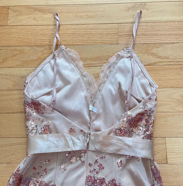Nude Glitter Dress Tan Size XXS - Image 3