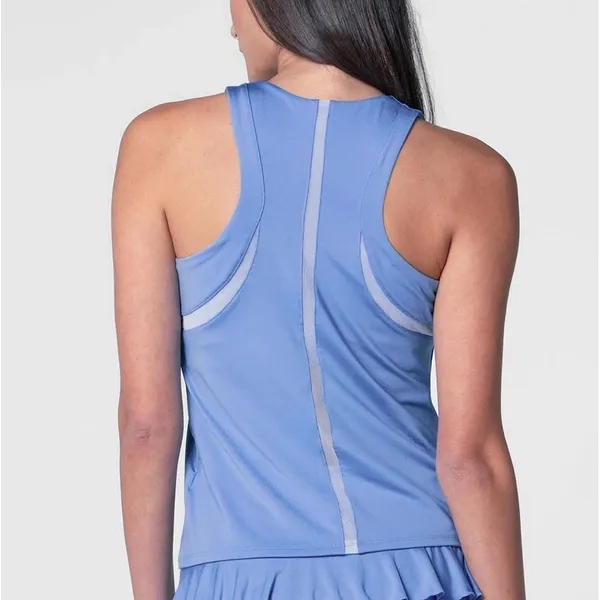 Lucky In Love Linen High Neck Action Tank Women L Peri Blue Tennis Pickleball - Image 2