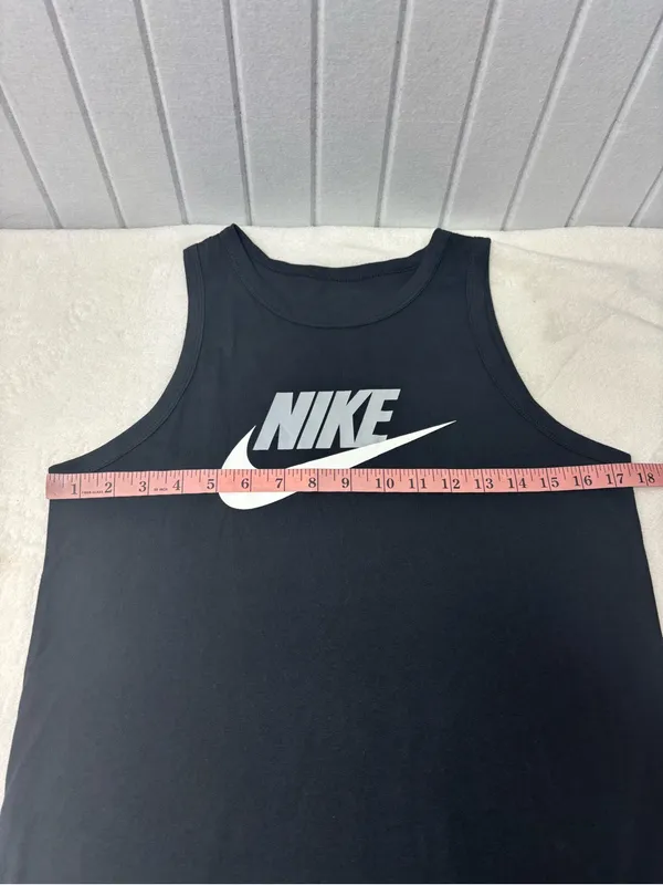 Nike Black Cotton Tank with White Nike Swoosh Size L - Image 5