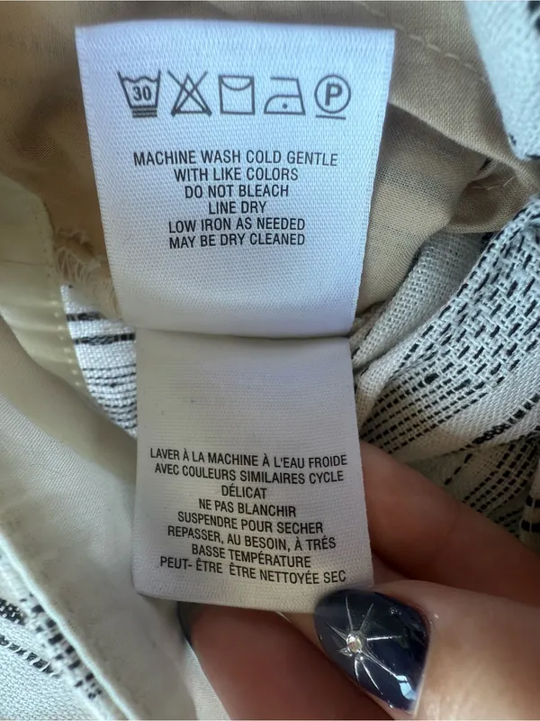 Anthropologie Ett:Twa Mauritius Paperbag Waisted Belted White Black Pants Size 0 - Image 12