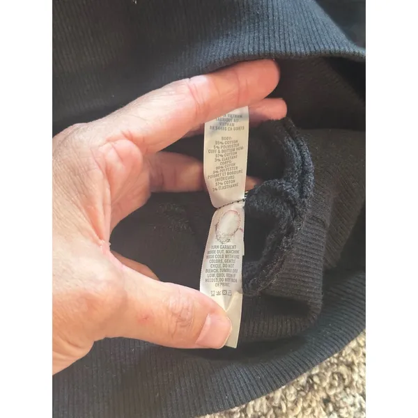 OFFLINE by Aerie Throwback Cropped Hoodie Black Cotton Blend‎ Sweatshirt Medium - Image 6