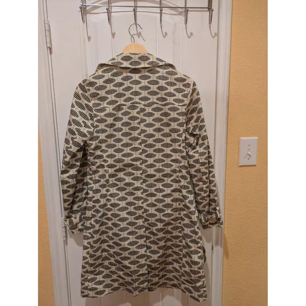 GAP Trench Coat, Geo Print, Ivory, Black & Tan, Sz: XS No Belt - Image 12