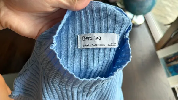 Bershka Blue ribbed long sleeve mock neck - Image 2
