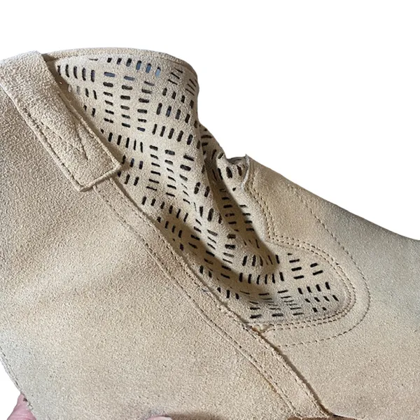 Crown Vintage Women’s Beige Suede Western Wedge Ankle Boots Size 7.5 - Image 8