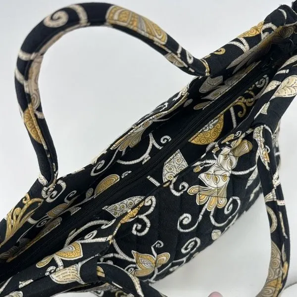Vera Bradley Sherry Mini Tote in‎ Yellow Bird Quilted Black & Yellow Handbag - Image 6