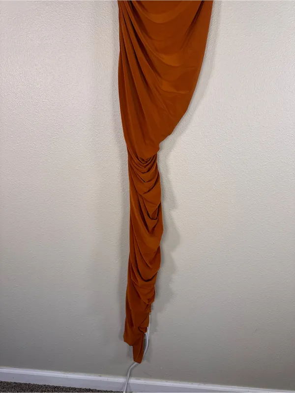 Norma Kamali Diana One Shoulder Ruched Gown Bronze Womens S Bodycon Midi Baddie - Image 9