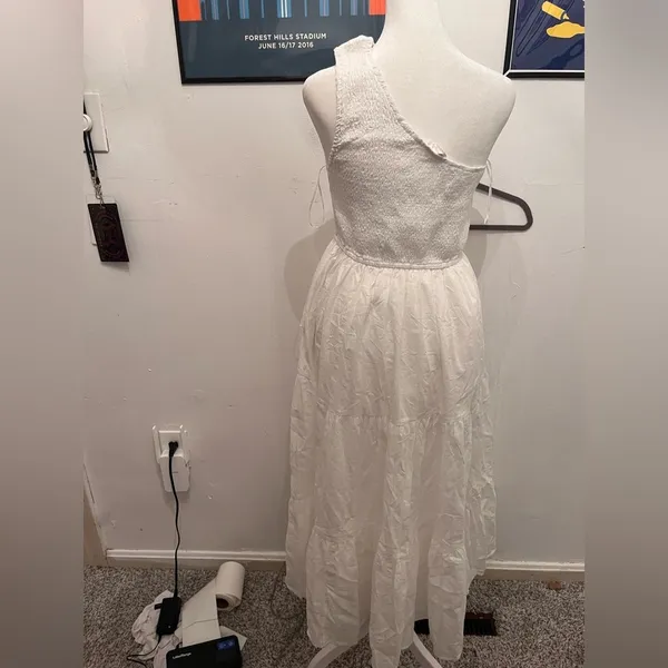Billy J One Shoulder Ruched Maxi Dress White Size 12 - Image 3