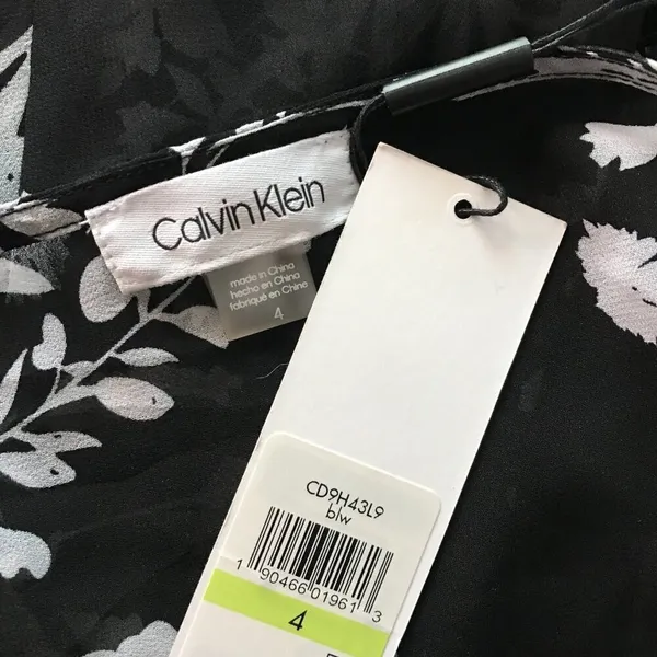 Calvin Klein Black White Floral Chiffon Cover-up Cardigan NWT 4 - Image 11