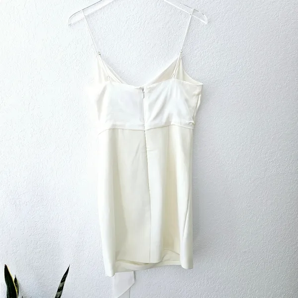 NEW Cinq à Sept Cara Tie Waist Mini Dress Size 4 Ivory‎ Bridal Satin - Image 9