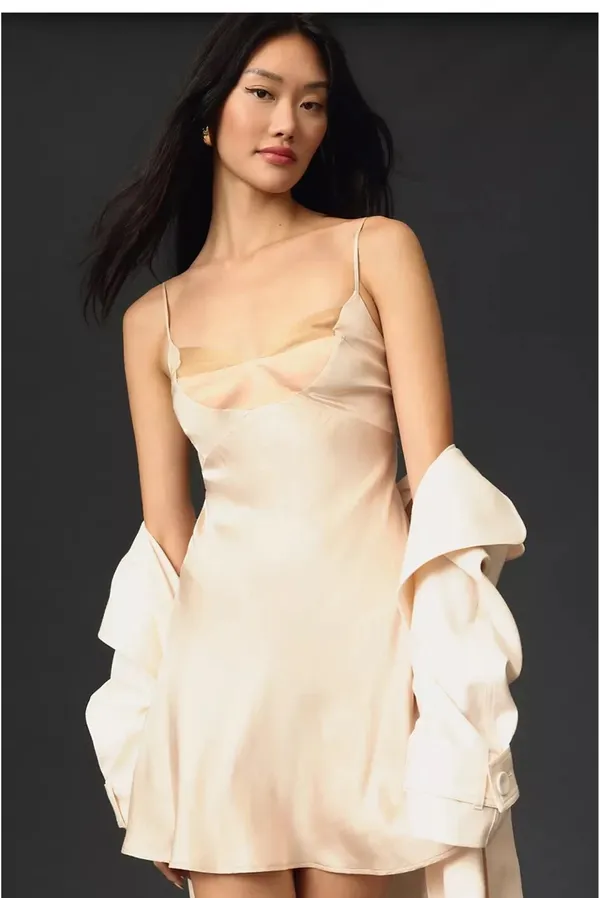Anthropologie Cream Mini Slip Dress - Image 4