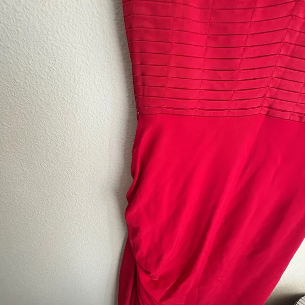 Karen Millen Red‎ Pintuck Draped Ruched Cocktail Dress DN035 S12S US 4 EU 36 - Image 6