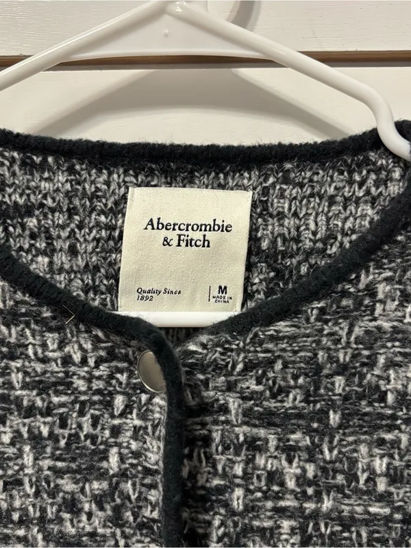 Abercrombie & Fitch Novelty Button Tweed-Inspired Sweater Jacket - Image 3