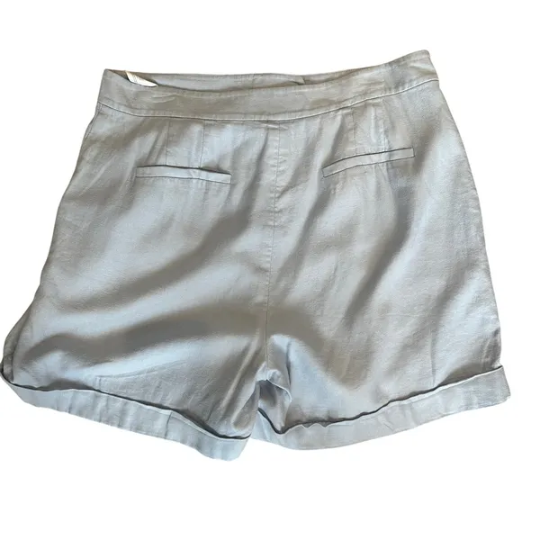 Michael Kors Blue Linen Trouser Shorts SIZE 10 Pleated Wide Leg Designer $125 - Image 10