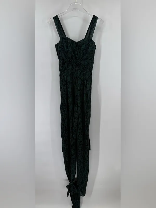 Michael Costello x REVOLVE Jumpsuit Gwendolyn Green Snakeskin size medium - Image 6
