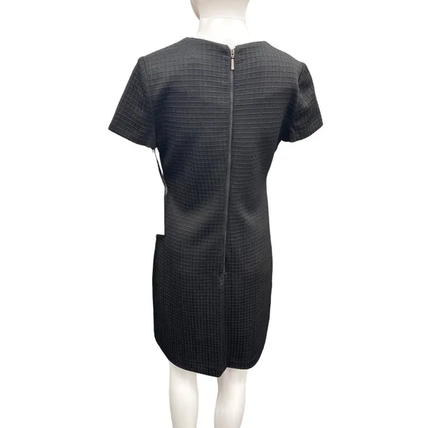 Calvin Klein SKU 498 Black Textured Short Sleeve Sheath Dress Size 4 - Image 3