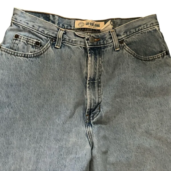 VTG Gap Blue Jeans No. 9 Reverse Fit RVS Sz 10/34 Light Wash High Rise Baggy Fit - Image 3