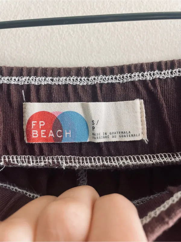 Free People FP Beach Strada Pull On Shorts Brown Cotton Contrast Stitch S - Image 9