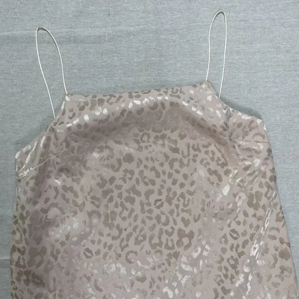 TopShop | Beige Satin Leopard Print Shift Dress | Size 6 - Image 3