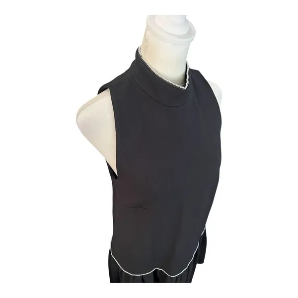 Pearl by Lela Rose Black Drop Waist Mini Dress Mock Neck XS - Image 5