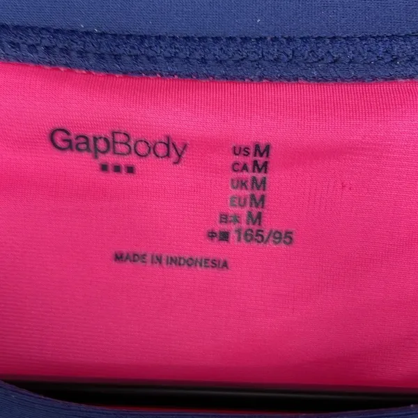 GAP Striped Navy Blue Pink Long Sleeve Athletic Top size Medium - Image 4