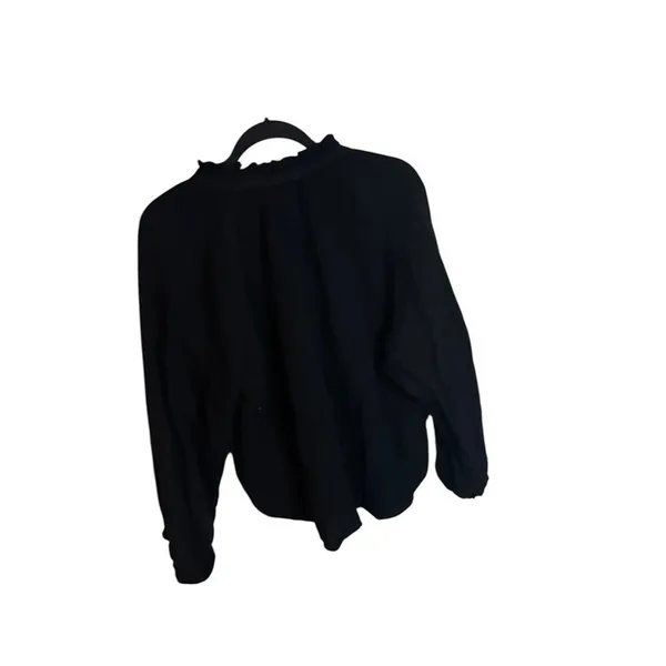 Gap Black Gauze Cotton Ruffle Neck Blouse - Image 2