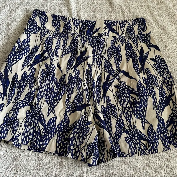 Morena Rosa Pleated Linen Blend Shorts Blue Size 10 - Image 6