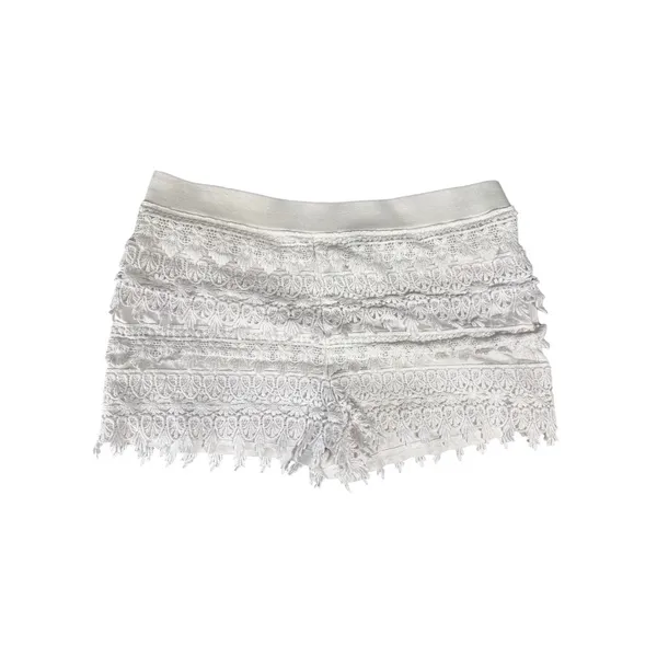 Express Women Medium Embroidery White‎ Elastic Waist Shorts Summer Beach Boho - Image 3
