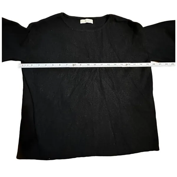 Oak + Fort basic black sweater with balloon sleeves‎ sz Small - Image 6