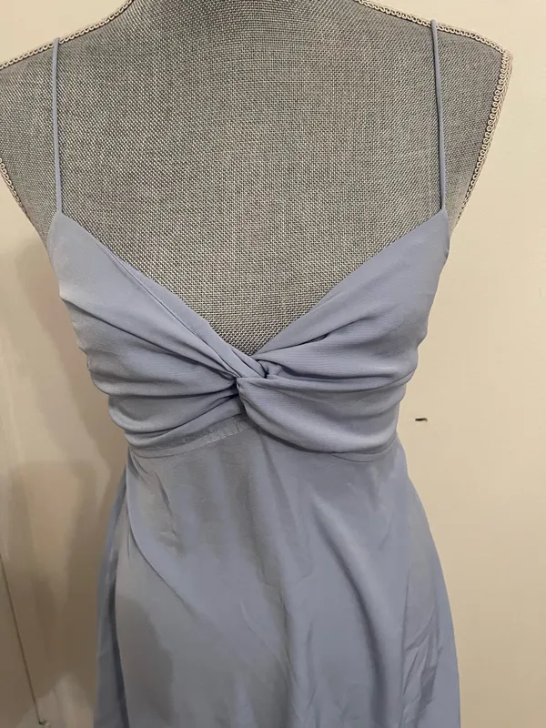 Abercrombie & Fitch Light Blue Twist Front Slip Dress. Size Small - Image 2