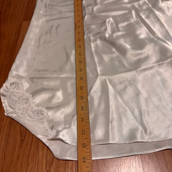 Vtg Delicates Slip Dress‎ Women L Ivory Lace Sequin Pearl Satin Bridal Club Date - Image 11