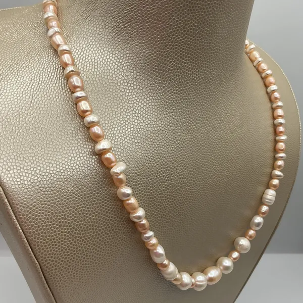 Sterling 925 Pearl Necklace - Pink and White Pearls - Image 3