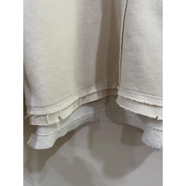 We The Free Lace Up Sweatshirt Cream Raw Hem Distressed Pullover Sz S - Image 4