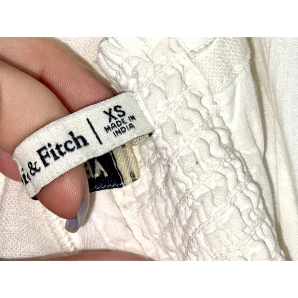 Abercrombie & Fitch White Linen Blend Smocked Strapless Mini Dress Women Size XS - Image 4
