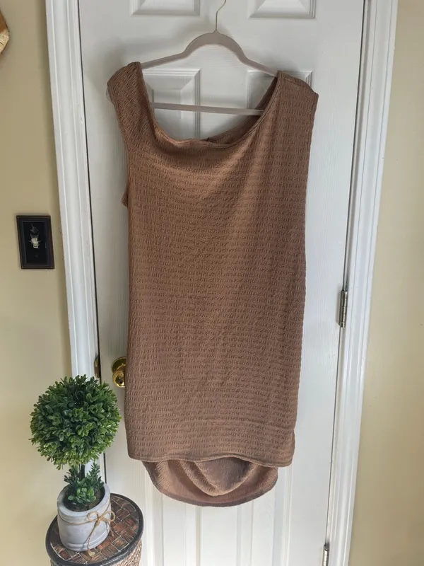 PrettyLittleThing Boho Western Asymmetrical Brown Dress - Image 3