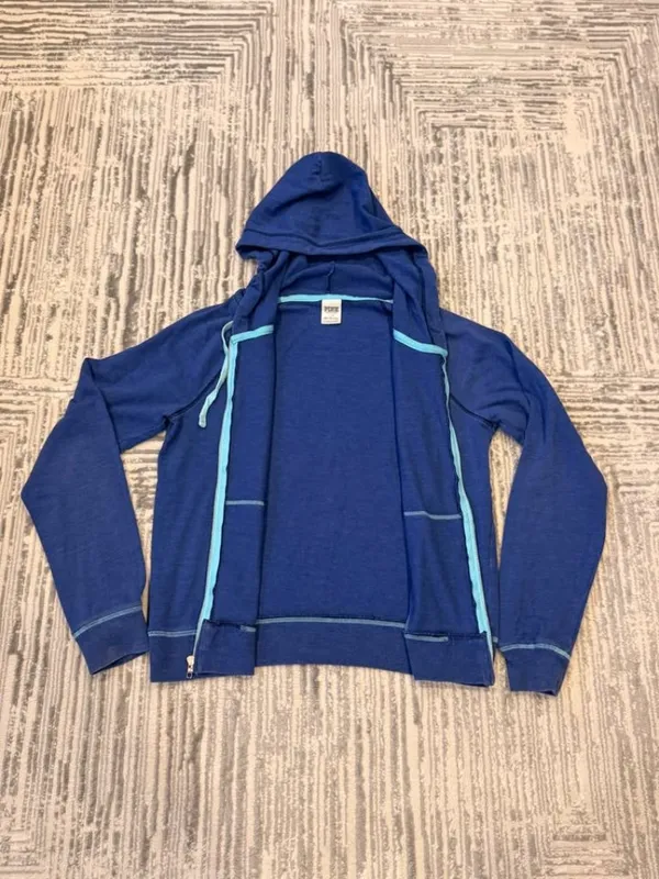 Pink Victoria's Secret women's large blue sweatshirt jacket - Image 3