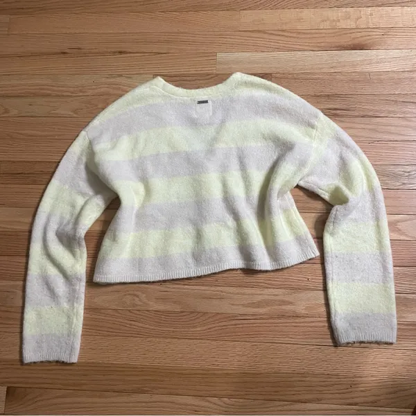 Billabong Coastal Boho Cropped Cardigan Small Beachy Purple Yellow Striped - Image 8