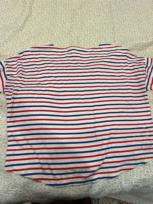 J. Crew White Long Sleeve Tee with Red and Blue Stripes - Image 2